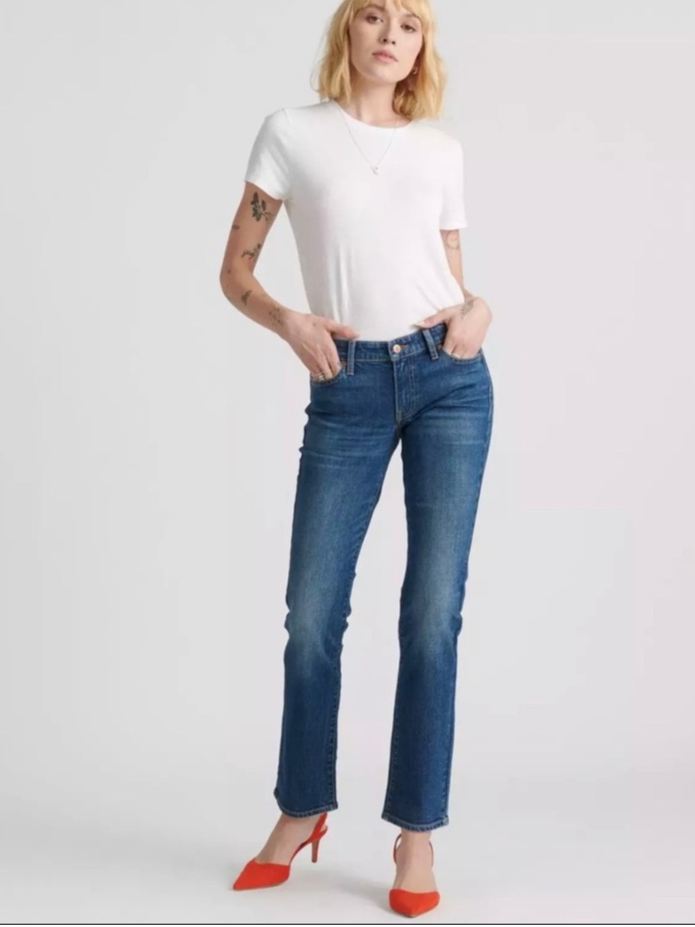 Lucky Brand Sweet Mid Rise Straight Jeans Womens 29R 8 Blue Stretch Denim